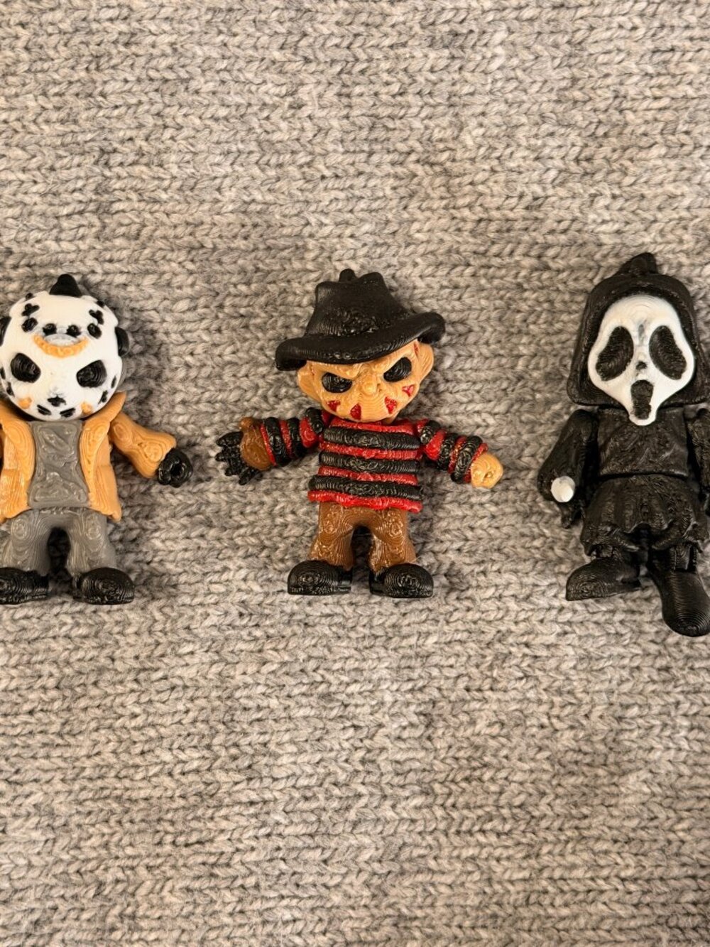 Three Horror Movie Mini Figures 3D Printed Articulated Ghostface Freddy Jason